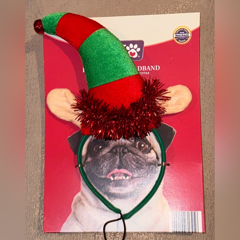 NEW Heart to Tail Pet Holiday Headband, Toggle for Secure Fit, Bell/Tensile/Ears